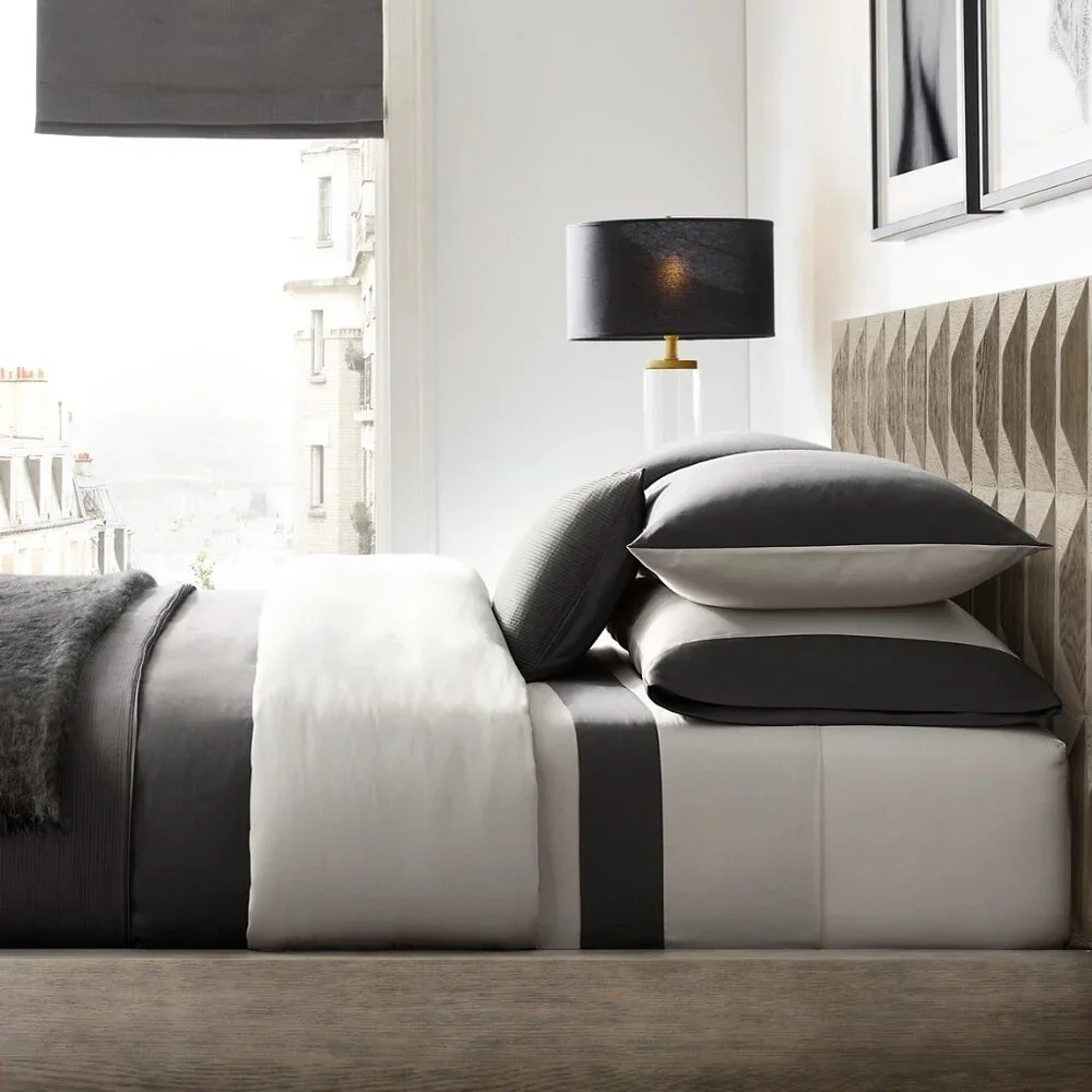 Restoration Hardware Italian Sateen Colorblock Full/Queen Duvet Cover Luxury